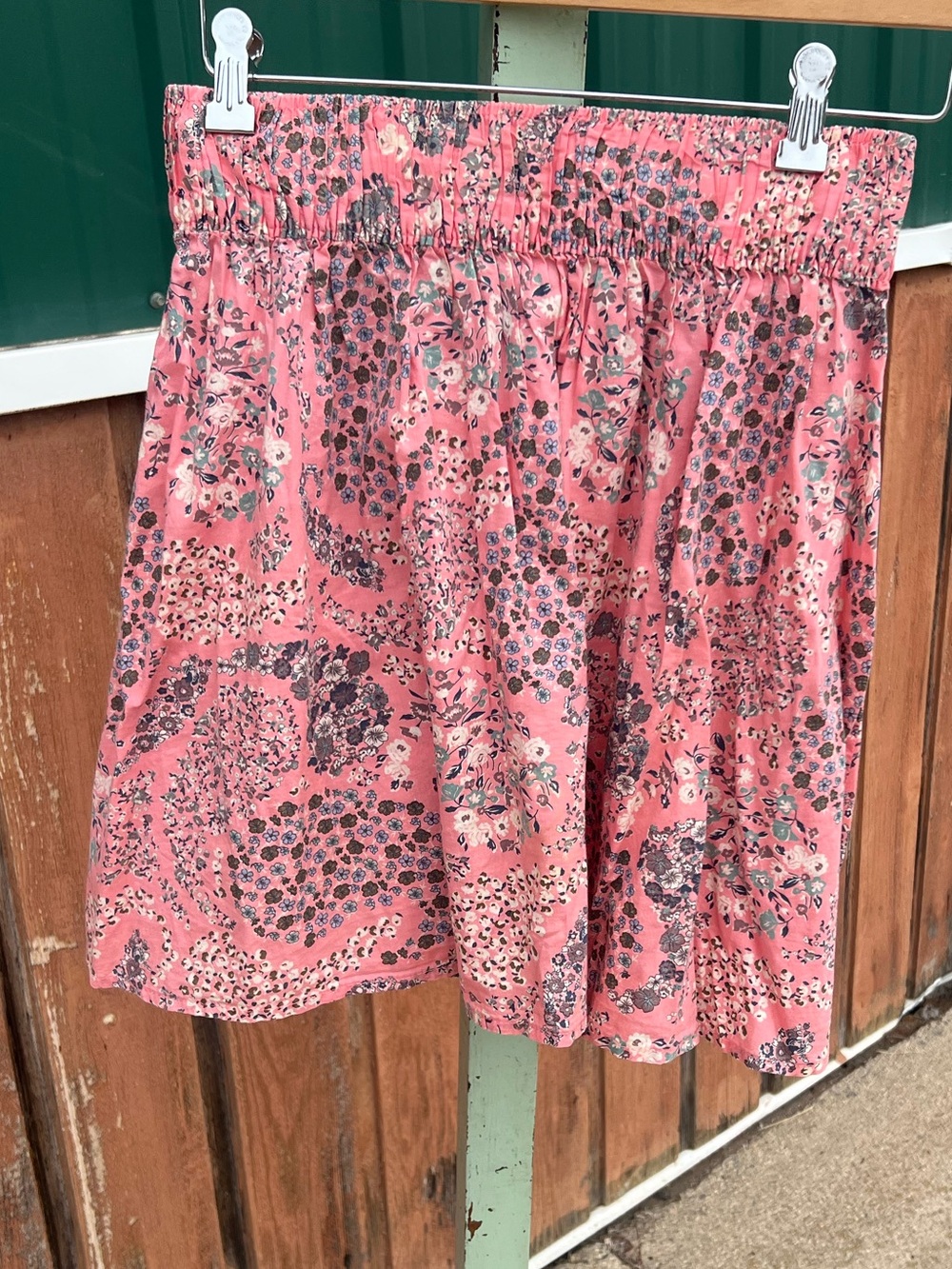 H&M Coral Pink Floral Print Elastic-Waist Mini Skirt